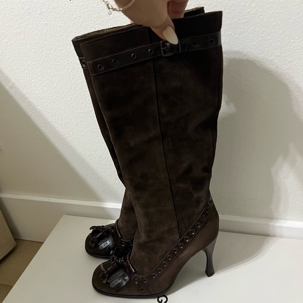 D&G Dolce & Gabbana Suede Knee Length Boots